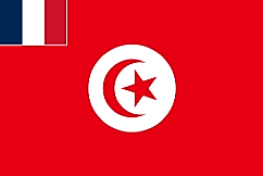 Flag of Tunisia with French tricolor on canton
