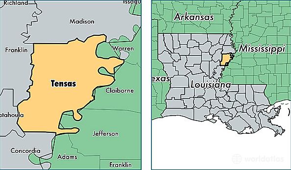 location of Tensas county on a map