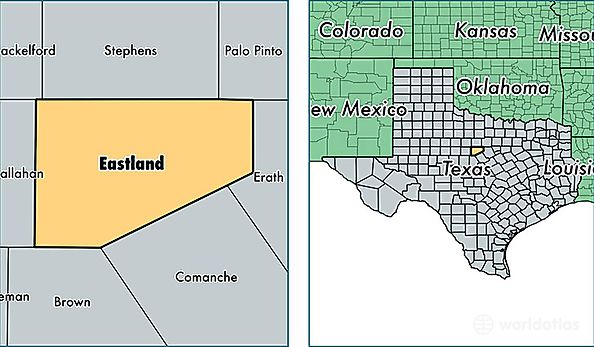 location of Eastland county on a map