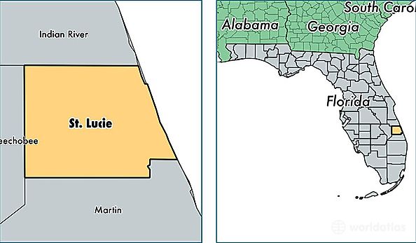 location of Saint Lucie county on a map