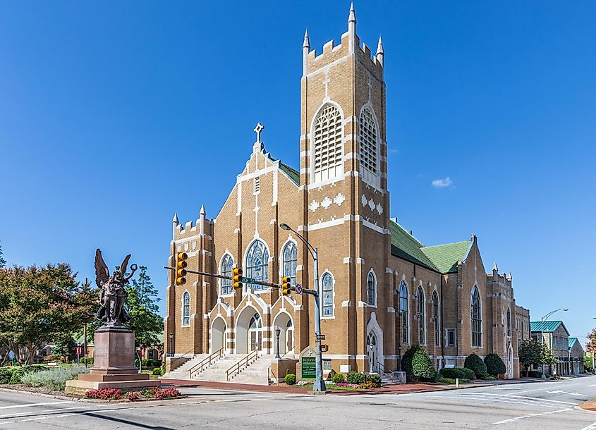 The St. John's Lutheran Church building, located in downtown Salisbury, North Carolina.