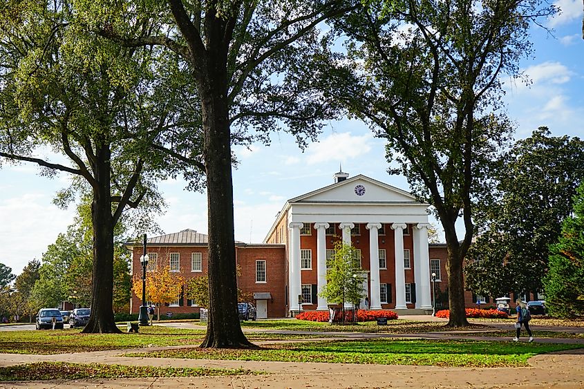 University of Mississippi campus building in Oxford, Mississippi, USA.