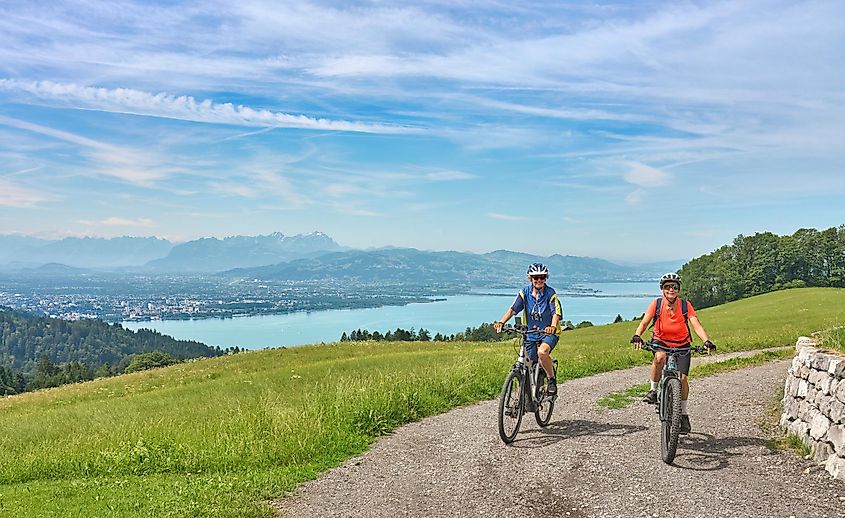 Biking near Lake Constance.