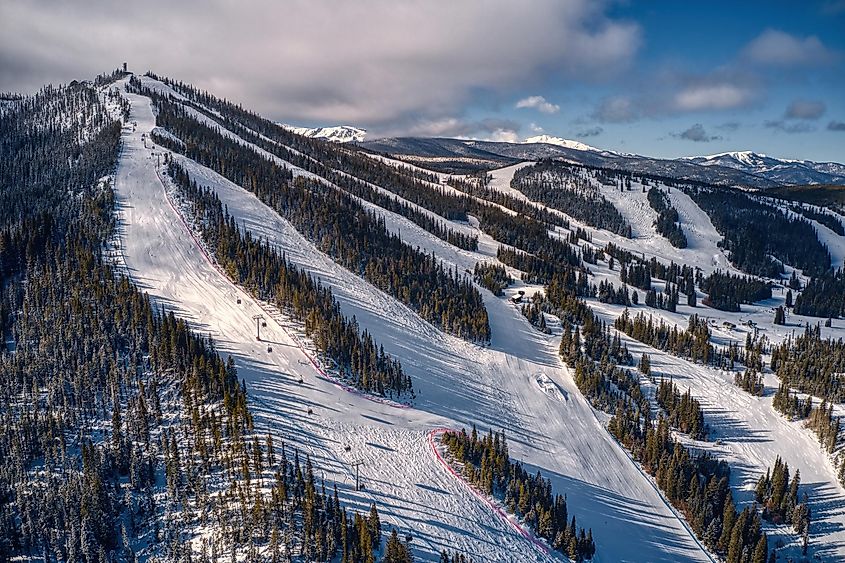 Aerial View of popular Ski Town of Winter Park, Colorado.