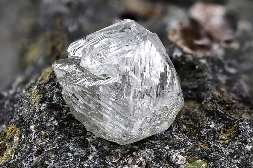 Natural diamond nestled in kimberlite. 