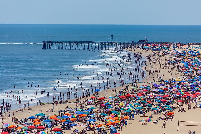 A beach full of people in Ocean City, Maryland.