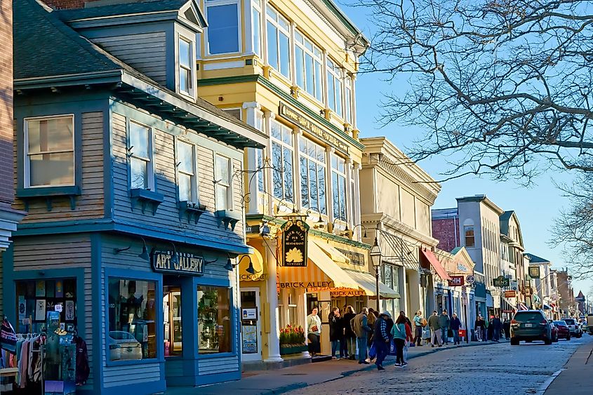 Business street along Thames in Newport, Rhode Island, United States.