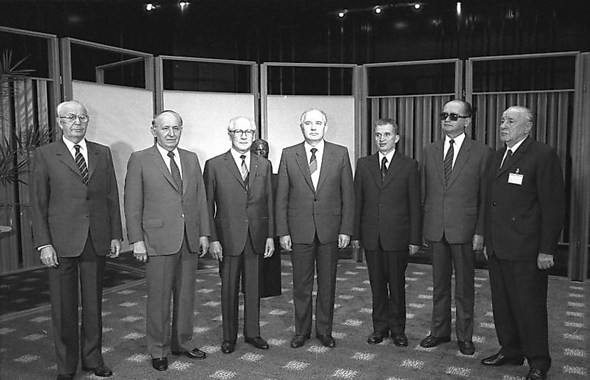 Meeting of the seven representatives of the Warsaw Pact countries in East Berlin in May 1987.