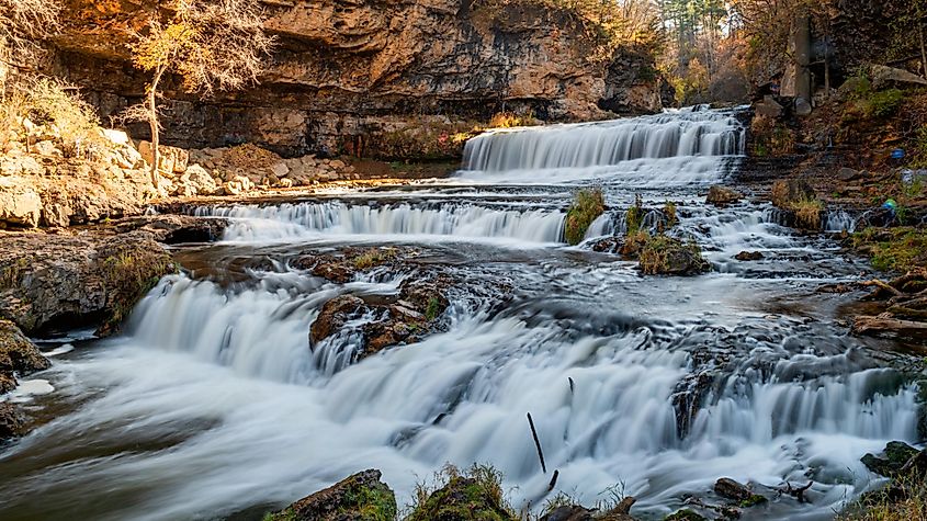 Waterfall at Willow River State Park in Hudson, Wisconsin.