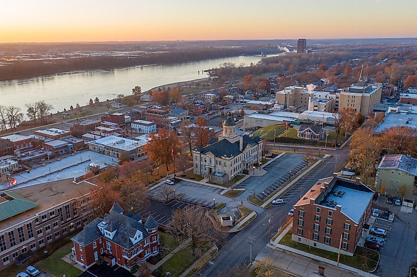Aerial View of Historic Downtown St Charles.