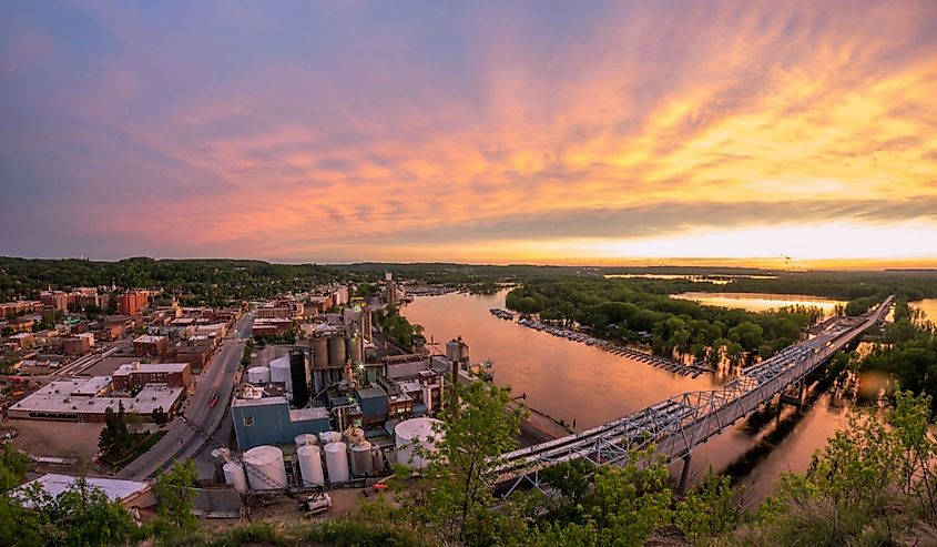Dramatic Spring Sunset over the Mississippi River and Rural Red Wing, Minnesota