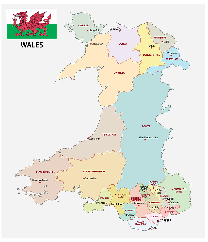 wales map and flag