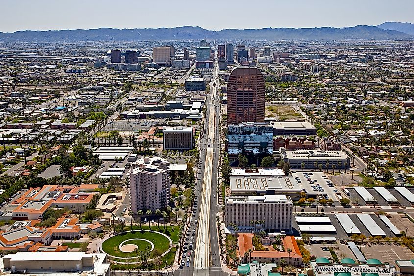 Aerial view of the capital city of Arizona, Pheonix.