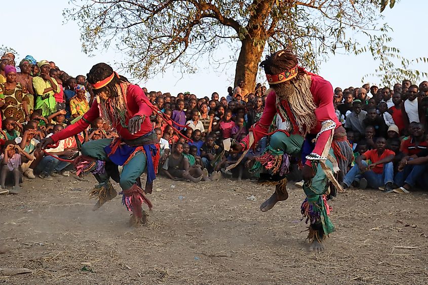 Nyau dancers in Mitundu, Malawi