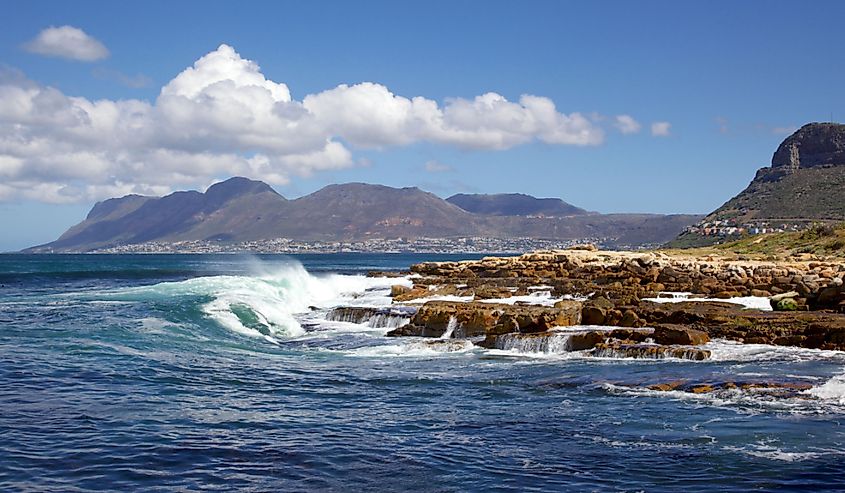 False Bay, near Cape Town in South Africa, with Simonstown in the background.