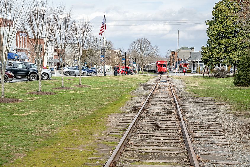 The train in the downtown of Blue Ridge, Georgia.