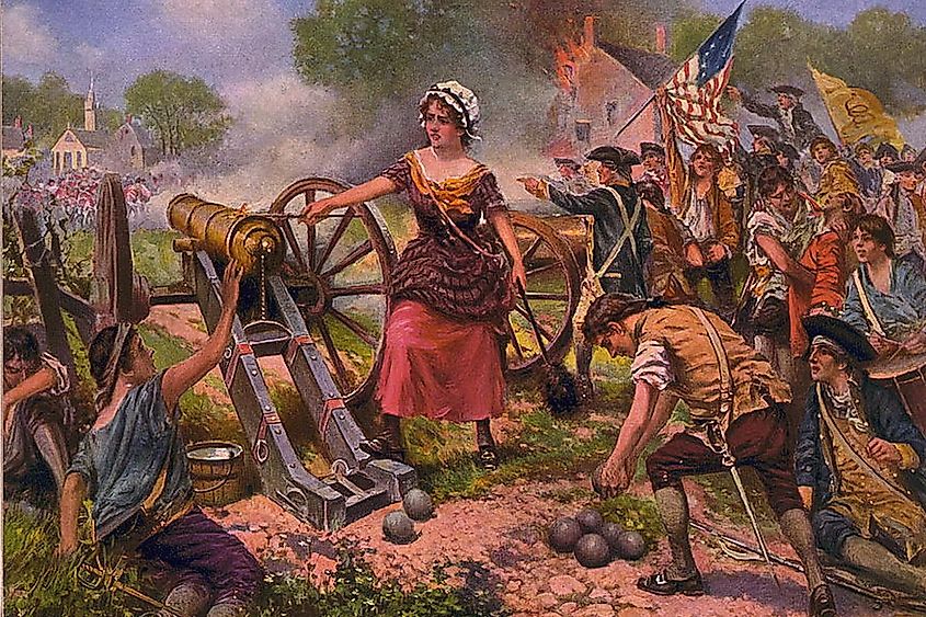 Molly Pitcher firing cannon at Battle of Monmouth