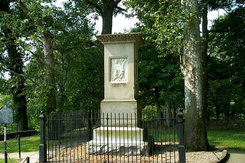 Grave site of pioneer Daniel Boone and his wife at Frankfort Cemetery