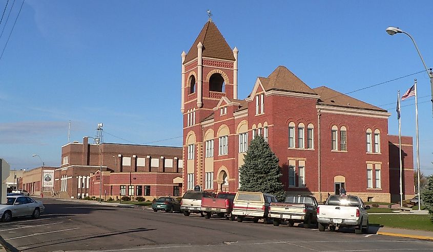  Cedar County Courthouse and Hartington City Auditorium, seen from the southwest. 