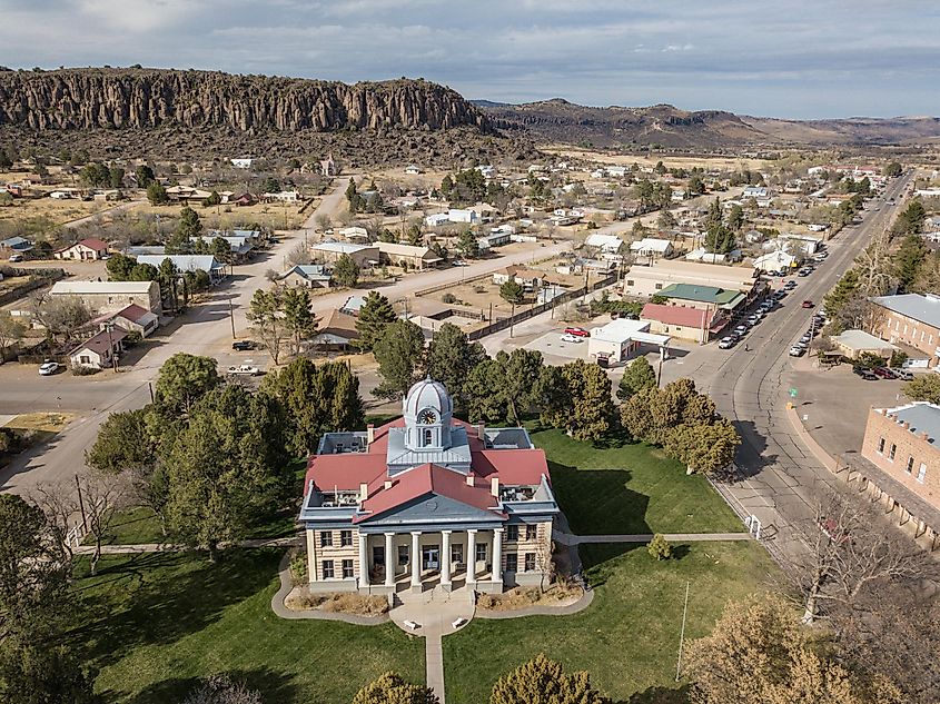 Aerial view of the Courthouse in Fort Davis, TX.