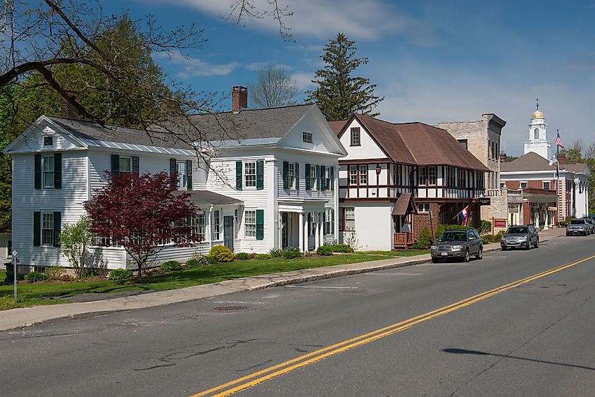 View of a street in Lenox, Massachusetts.