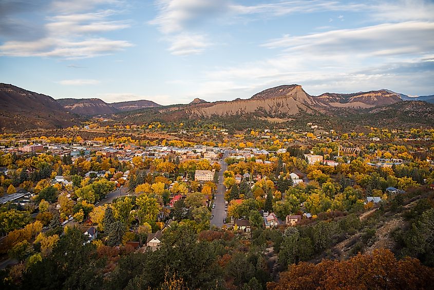 Scenic view of Durango, Colorado during the fall with the changing color of the leaves.