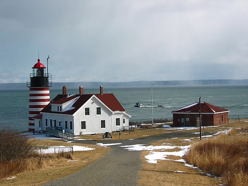 The West Quoddy Head Lighthouse in Lubec, Maine.