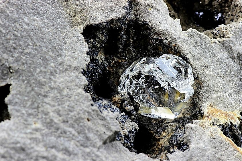 Diamond nestled in bedrock.