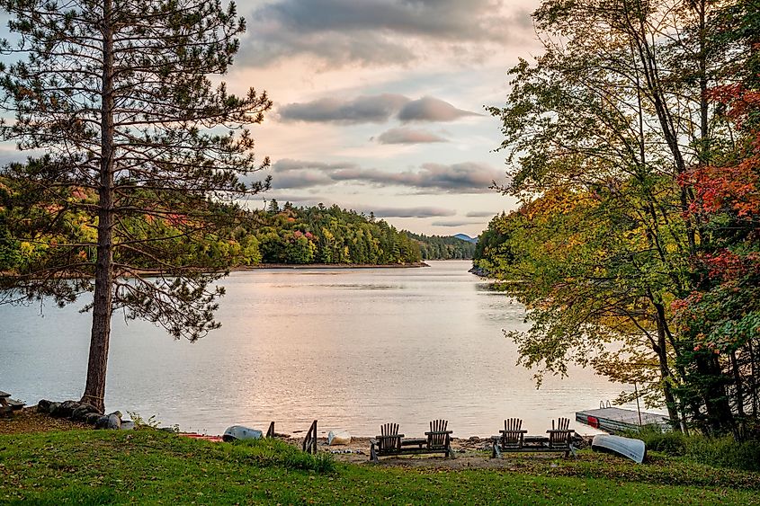 Autumn view of Indian Lake in the Adirondacks, New York, USA.