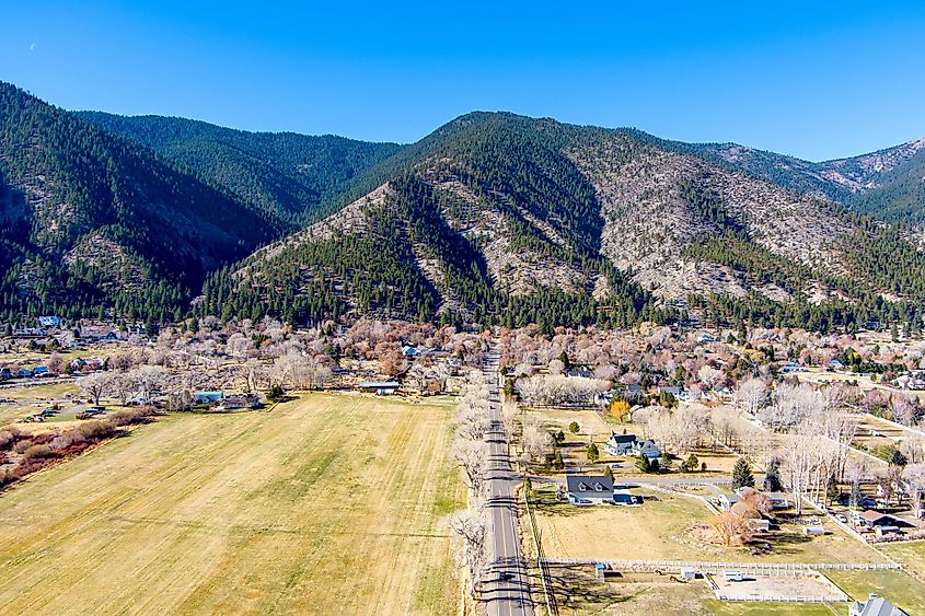 Aerial view of the Genoa, Nevada, in the Carson Valley.