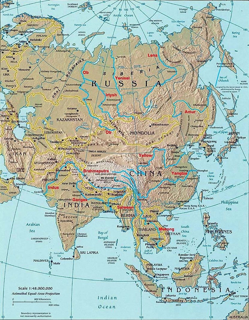Map of Asia's longest rivers