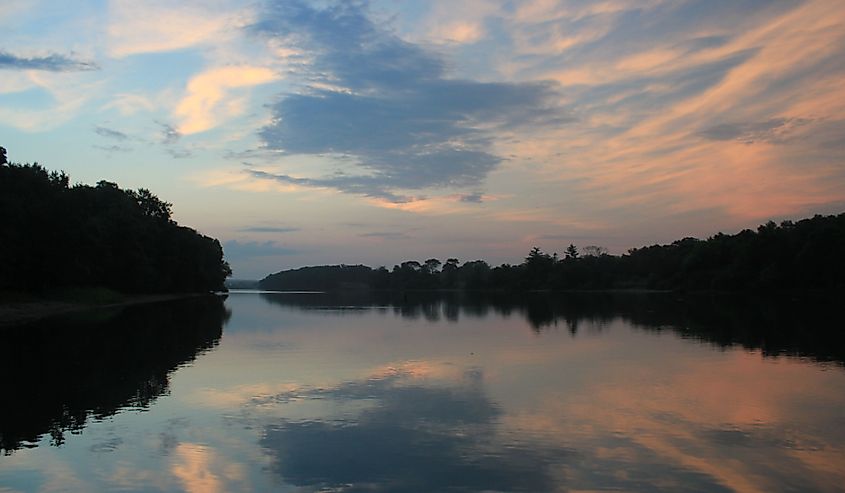 Illinois River with reflection of sky and trees
