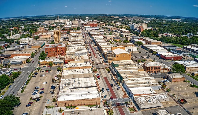 Aerial view of Salina, Kansas, in late summer.