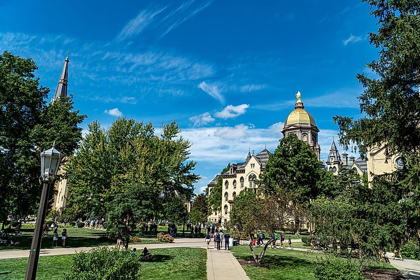 University of Notre Dame Main Building on Gameday