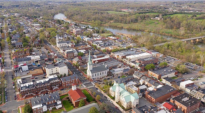 Aerial view of Fredericksburg, Virginia