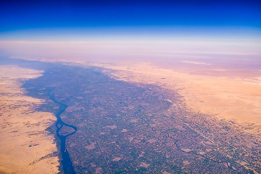 Nile River valley and the surrounding Sahara Desert