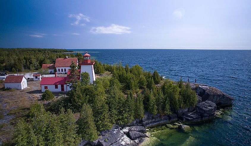 Aerial view of the Mississagi Lighthouse, Manitoulin Island, Ontario