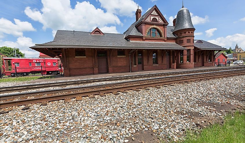 The Baltimore and Ohio Queen Anne Style Railroad Station building built in 1884 and designed by Baldwin and Pennington