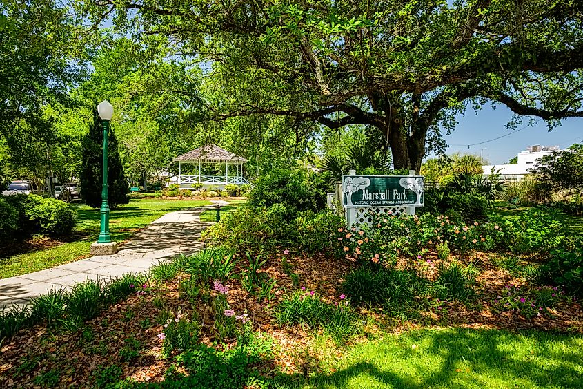 Marshall Park in Ocean Springs, Mississippi, USA, a popular recreational spot located along Biloxi Bay.