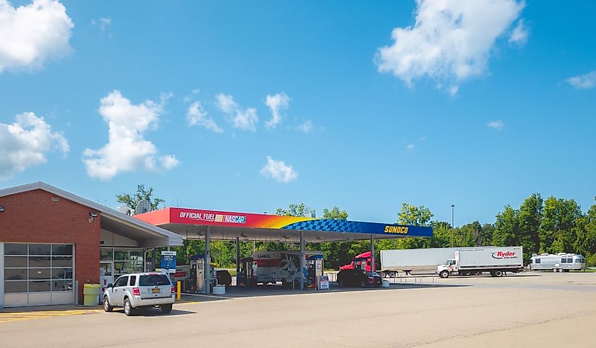 Landscape Wide View of Sunoco Gas Station at Angola Travel Service Plaza.