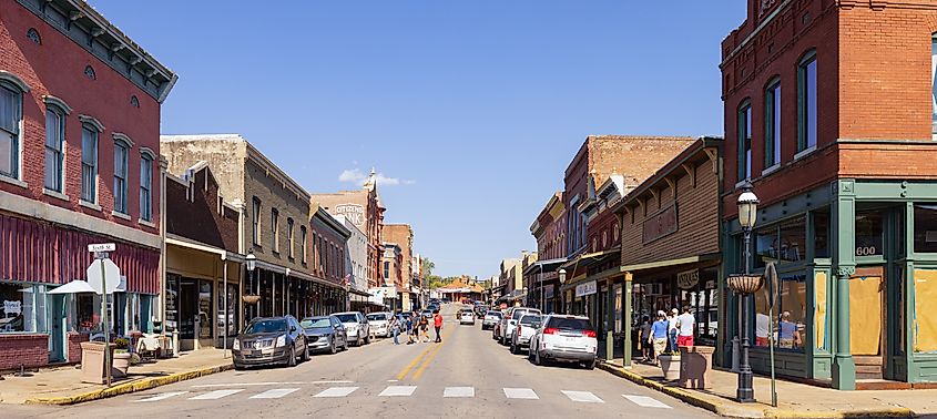 Main Street, old business district, Van Buren, Arkansas, USA.