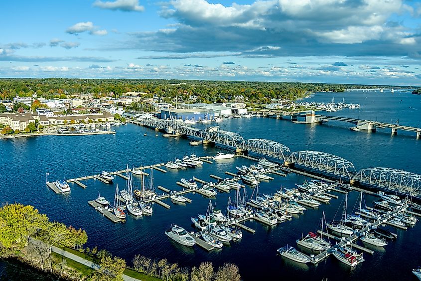 Aerial view of Sturgeon Bay, Wisconsin.