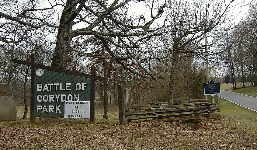 Corydon Battlefield, just south of Corydon, Indiana, in fall.