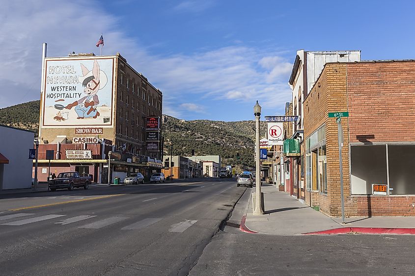 Historic downtown buildings in rural Ely Nevada.