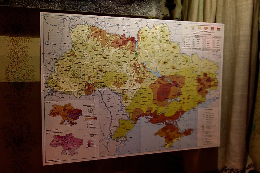 Contamination level on the map of Ukraine, Ukrainian National Chornobyl Museum, dedicated to the 1986 Chernobyl disaster and consequences