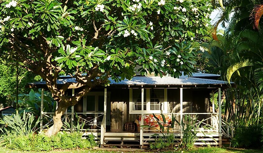 A vintage plantation house on the Island of Kauai, Hawaii.