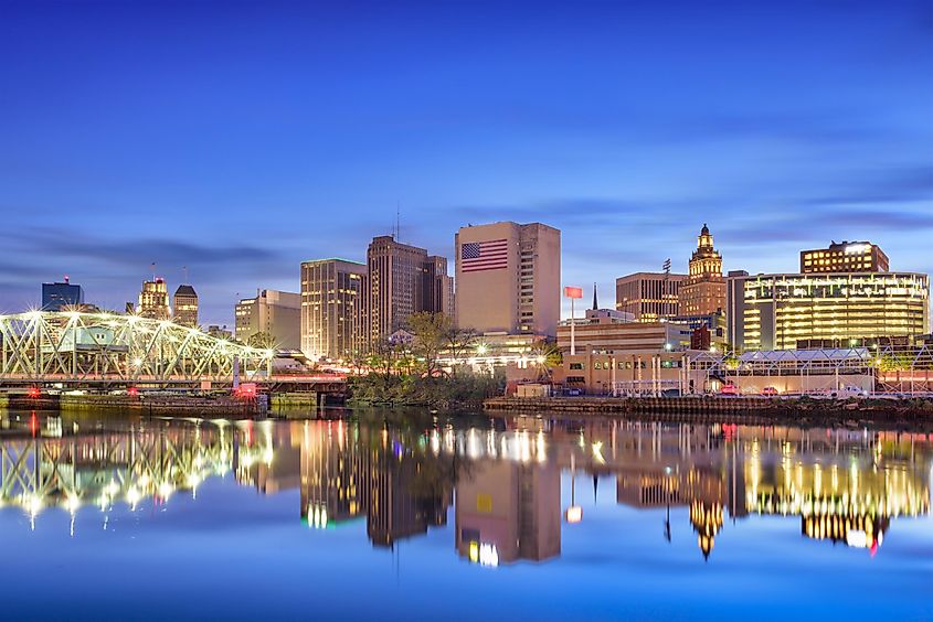 Newark, New Jersey, USA skyline along the Passaic River.