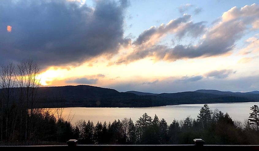 Sunset over Schroon Lake in the Adirondacks, New York.