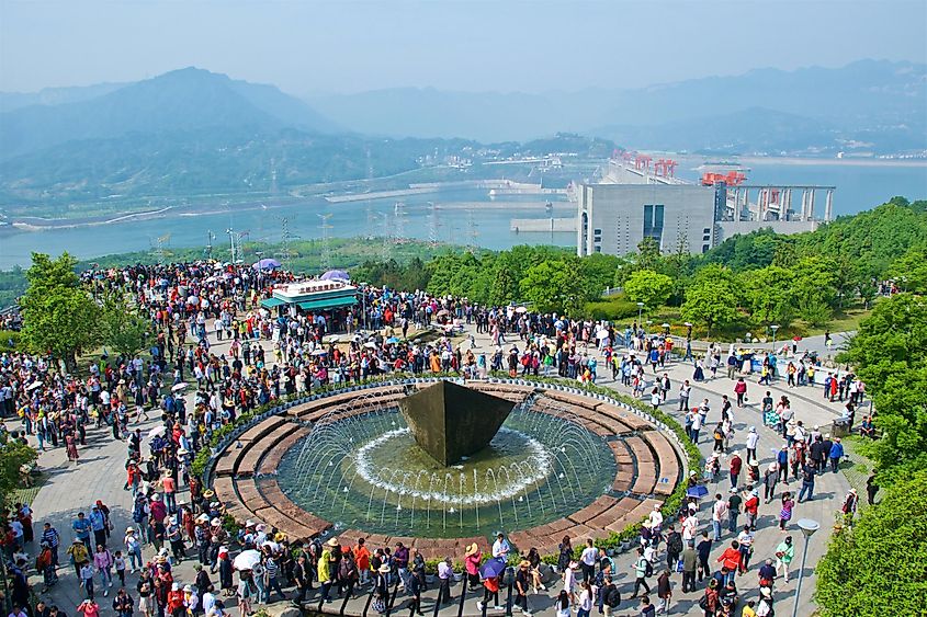 Tourists visiting Three Gorges Dam in Hubei, China
