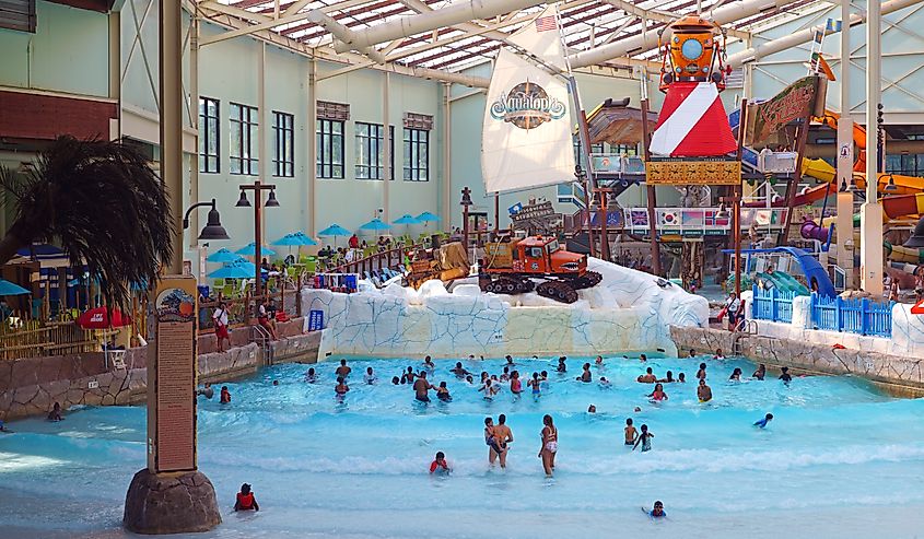 View of the Aquatopia indoor waterpark at the Camelback Mountain Resort